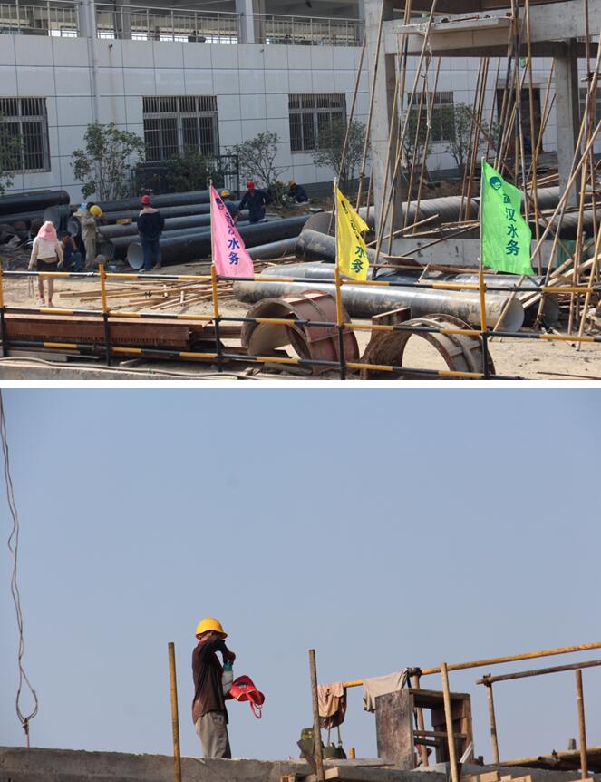 致敬!高温下的建设者们(组图)
