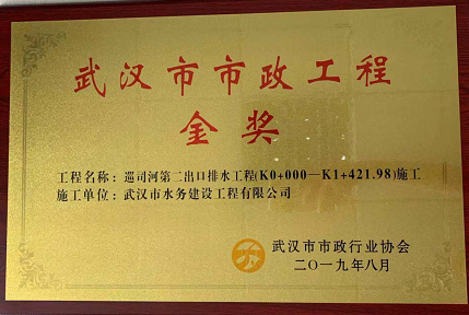 工程公司巡司河第二出水口排水工程获市政工程金奖