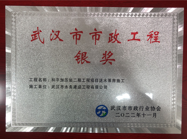 2022年11月  武汉市政工程银奖